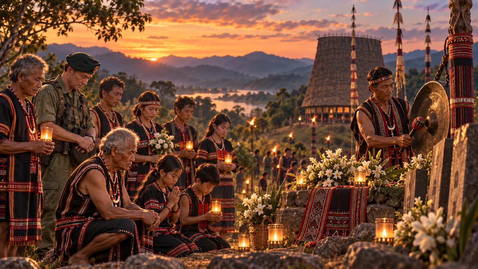 Offerings laid at a memorial